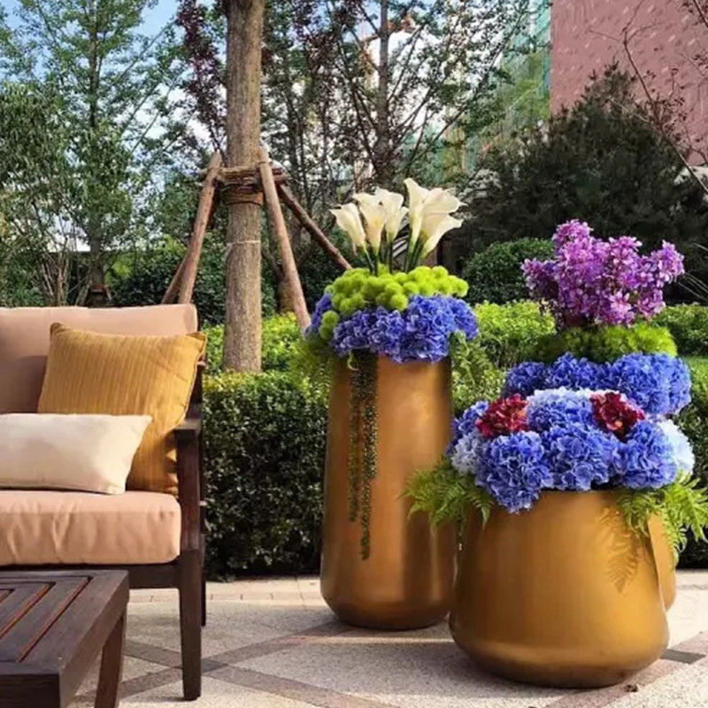 MODERN DESIGN INDOOR FLOWER POT OUTDOOR BLACK POWDER PAINTED METAL FLOWER POT GARDEN CORTEN STEEL PLANTER