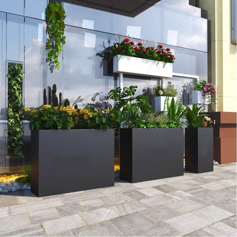 High Rust Resistance Stainless Steel Flowerpot Square Shape For Home Decoration