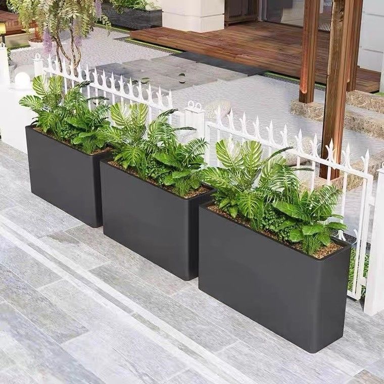 High Rust Resistance Stainless Steel Flowerpot Square Shape For Home Decoration