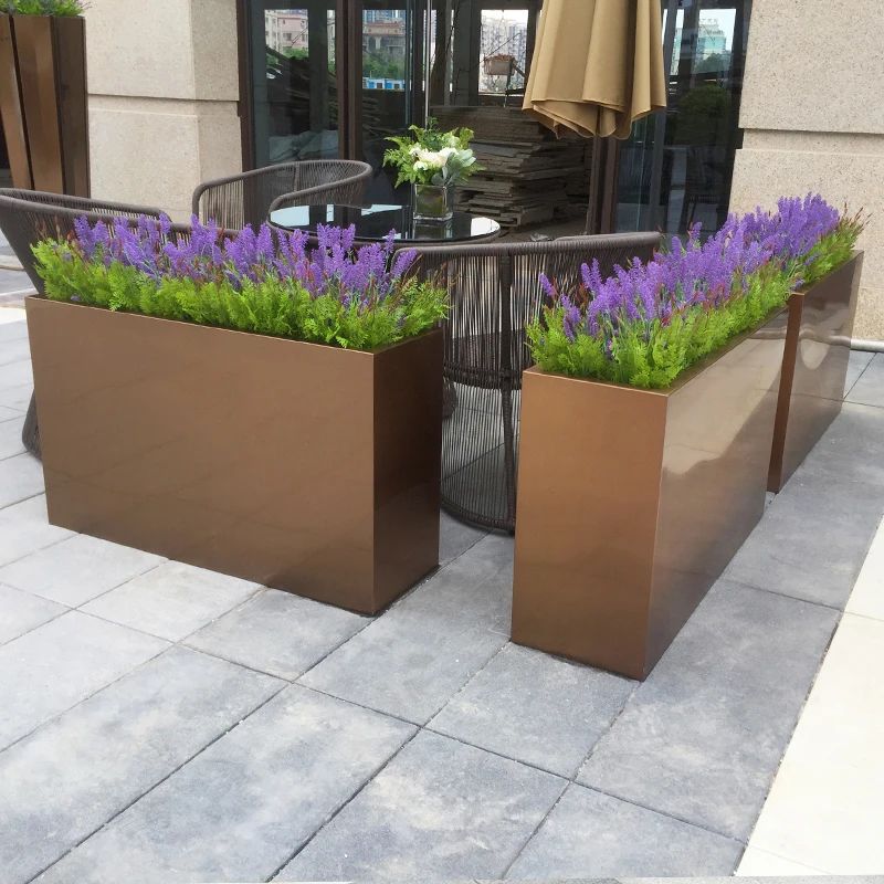 Customizable Decorative Metal Flower Pots Strong Anti Corrosion Protection